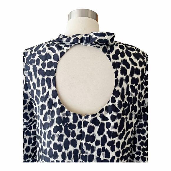 KATE SPADE Silk Shift Dress Animal Print Short Sleeves Crew Neck Size 4 EUC - Picture 8 of 9